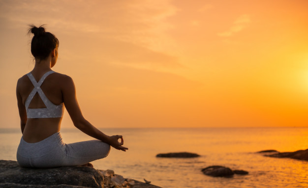 Woman does yoga