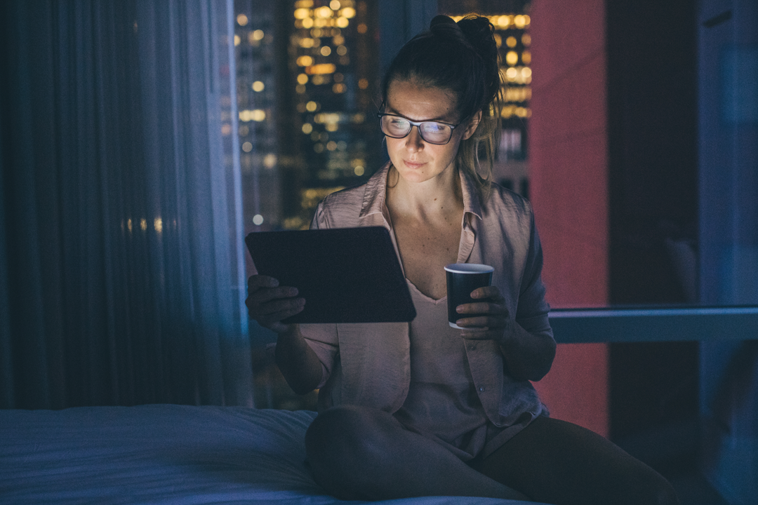 Tablets and coffee in the evening 