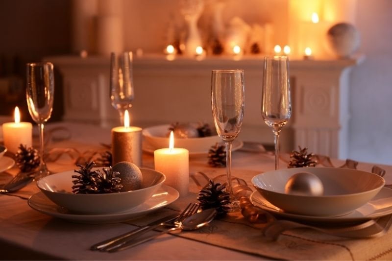 Christmas accessories on the table