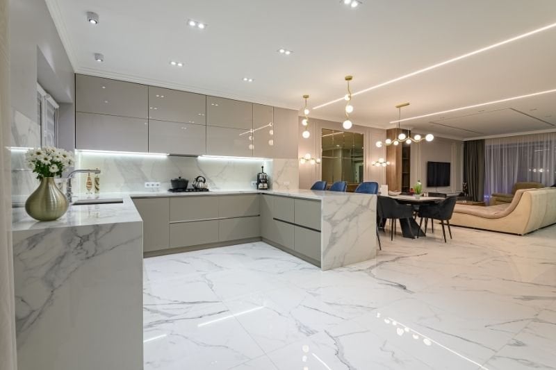 Marble kitchen cabinet