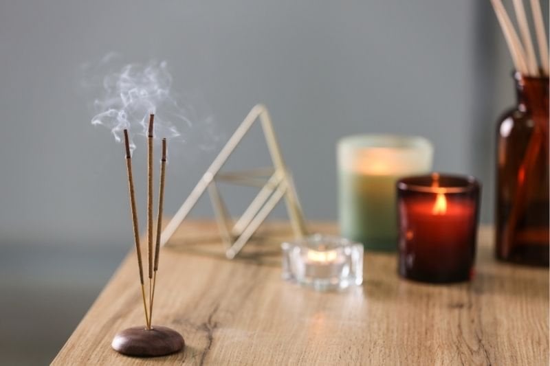 Incense decoration on coffee table