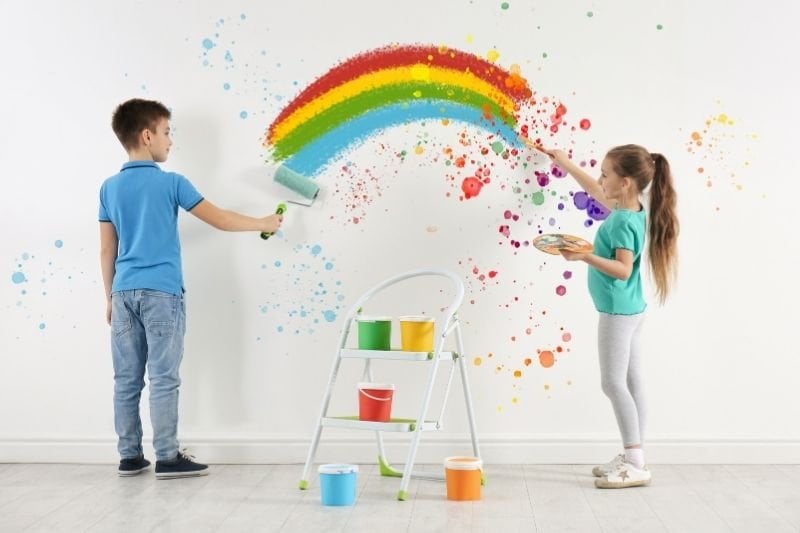 Mural painting area for children