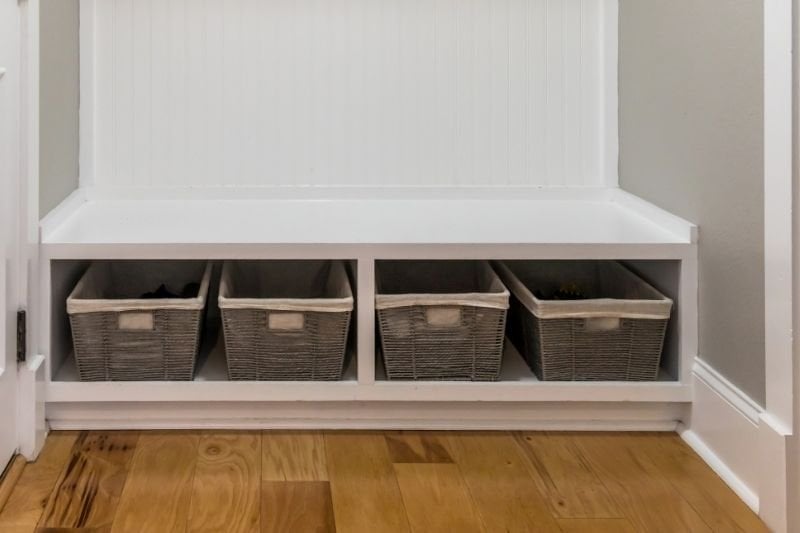 Storage space and basket